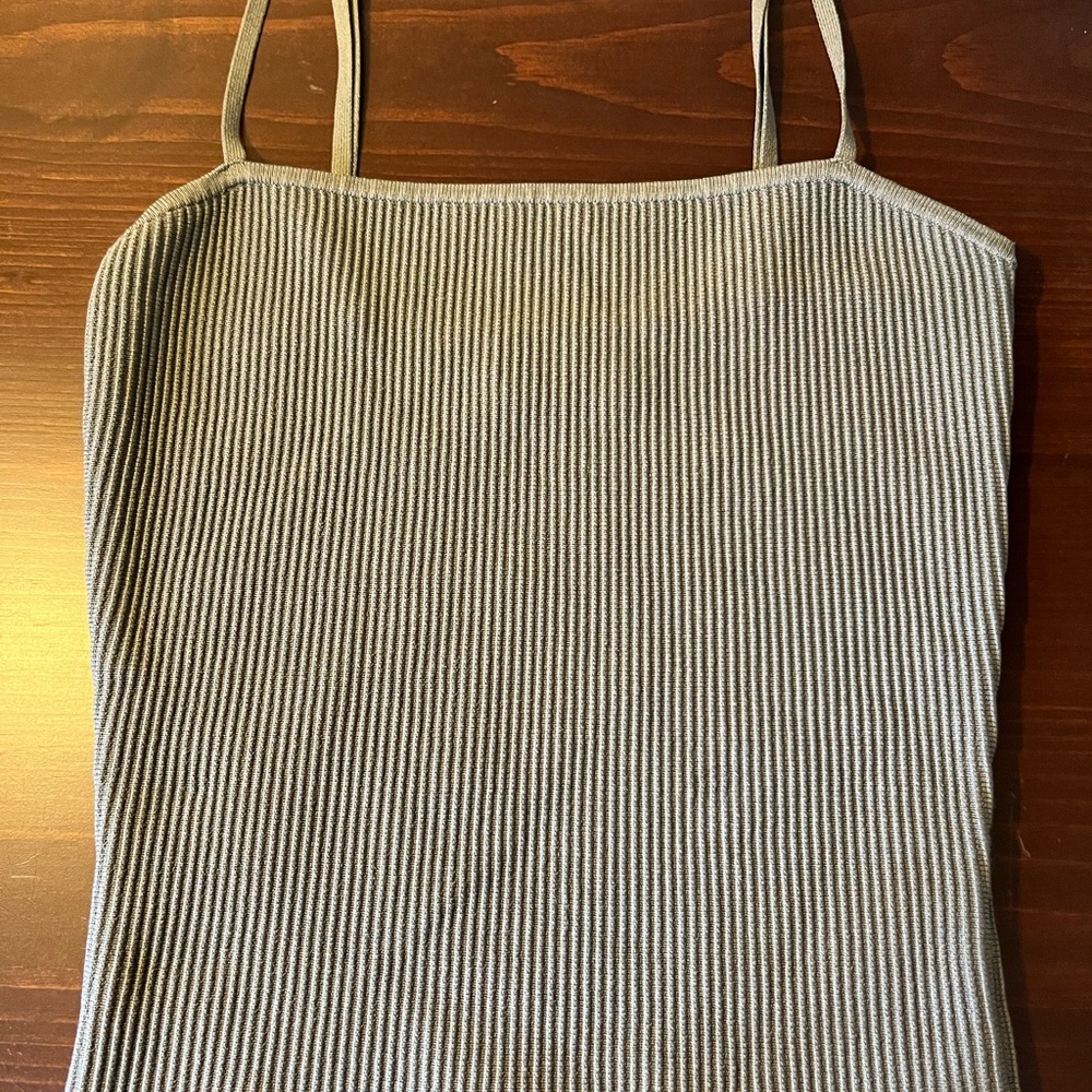 Aritzia Green Ribbed Knit Top